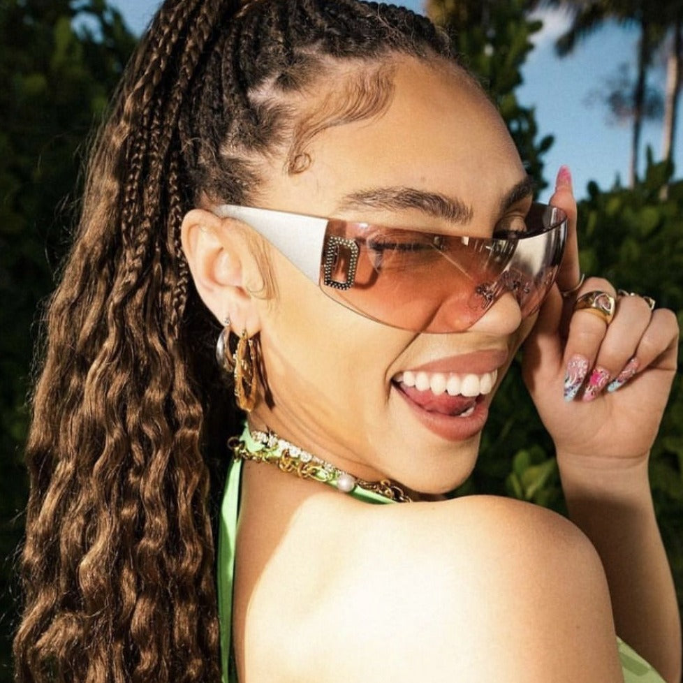 Beilvora Rimless Geometric Sunglasses PC Frame UV400 Eyewear