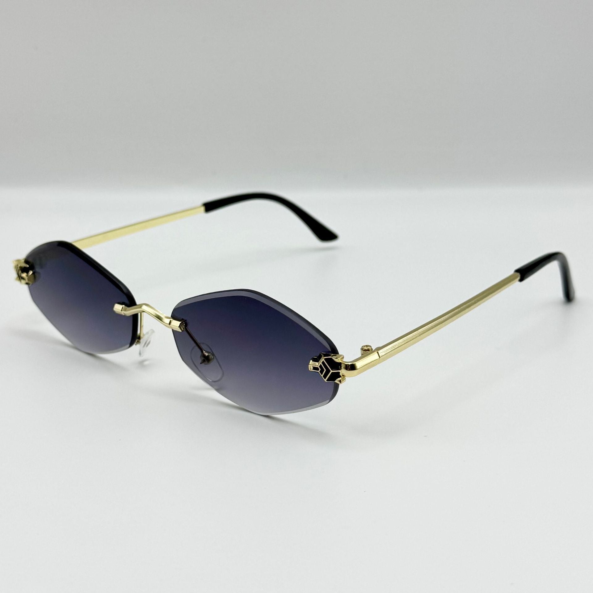 Beilvora Hexagon Rimless Sunglasses Metal Frame UV400 Eyewear