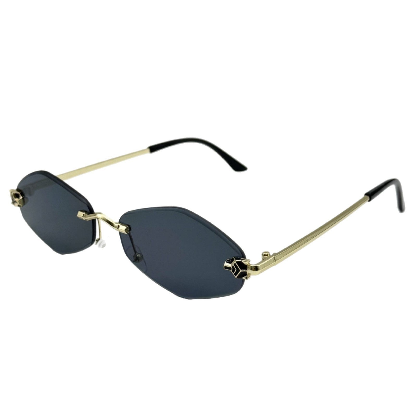 Beilvora Hexagon Rimless Sunglasses Metal Frame UV400 Eyewear