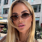 Beilvora Hexagon Rimless Sunglasses Metal Frame UV400 Eyewear